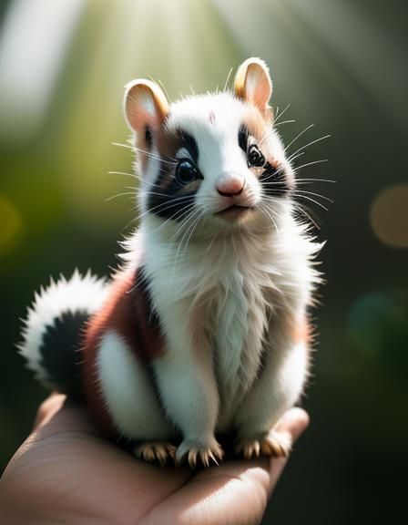 Cute Kitten Panda Squirrel Hybrid in Hyperreal Style