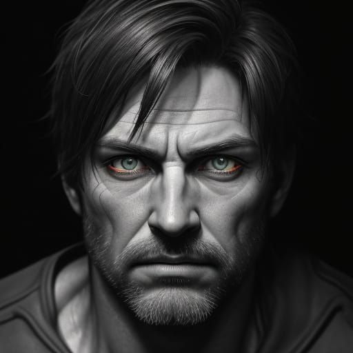 Hyper-Realistic Portrait of Jack in Dimly Lit Room