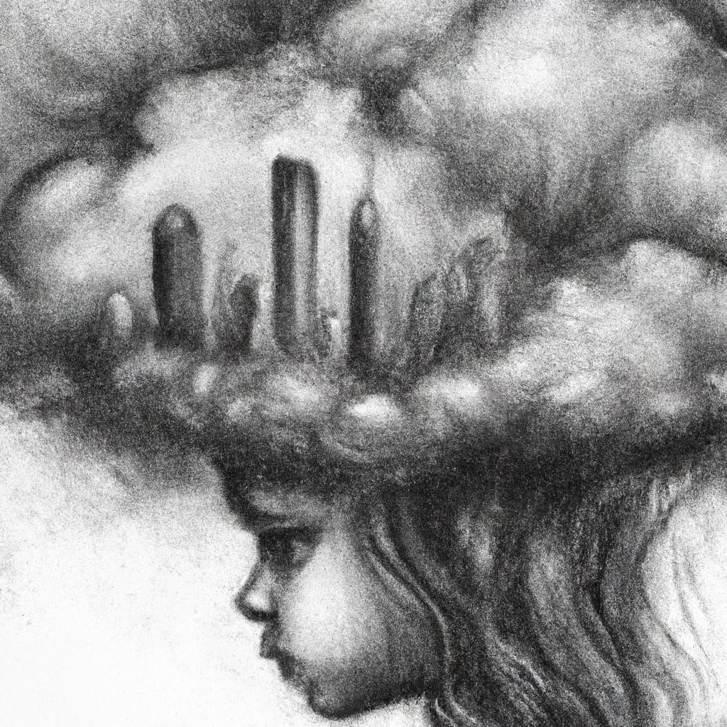 Mushroom Cloud Over City Skyline in Expressive Oil Painting ...