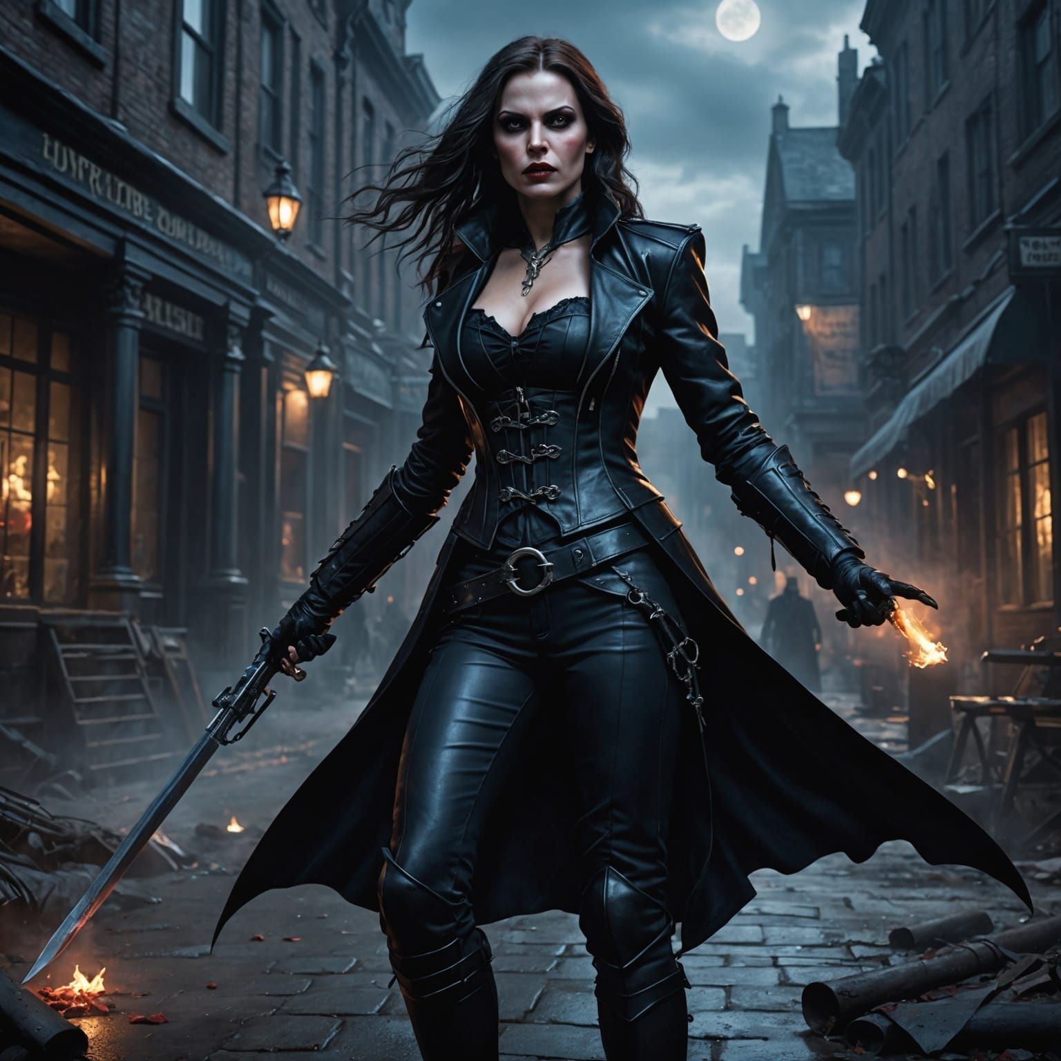 Hyperdetailed Vampire Woman in Black Suit