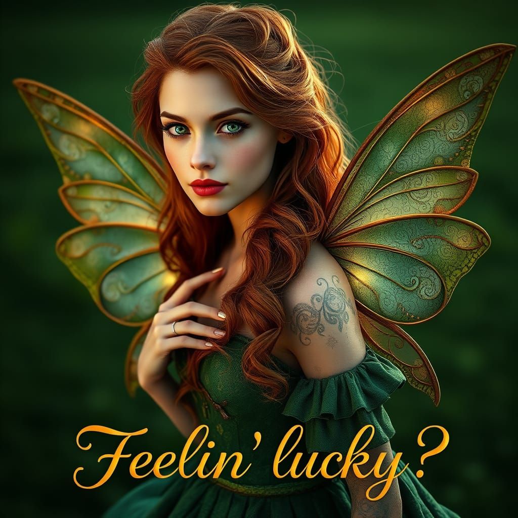 Enchanting Fairy Maiden in Emerald Ireland Landscape