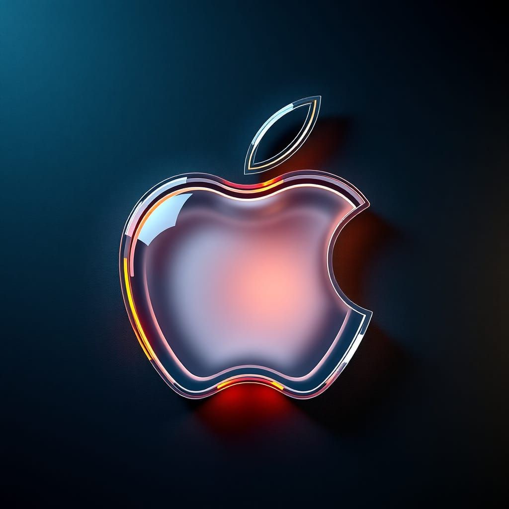 Futuristic Transparent Apple Logo in Intricate 3D Style
