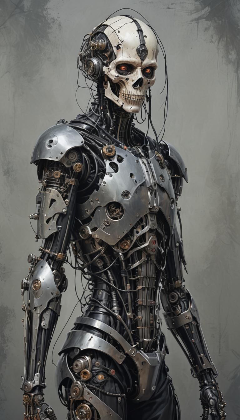 Gothic Cyborg in Hyperrealist Style