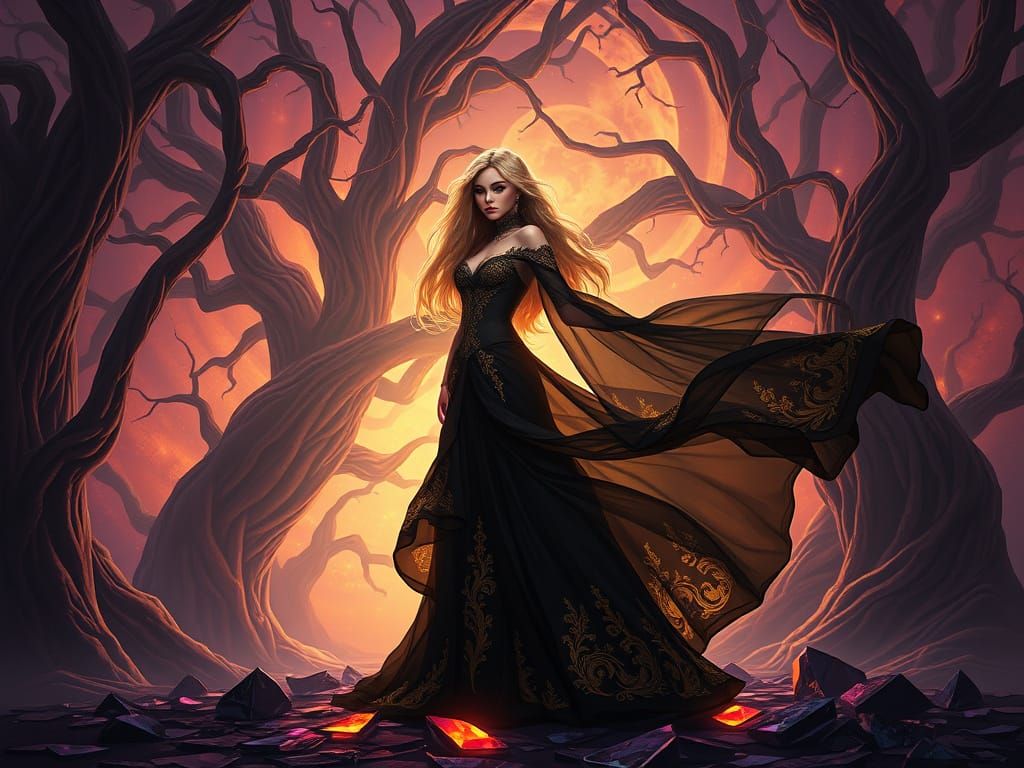 Mystical Rapunzel in Dark Fantasy Art