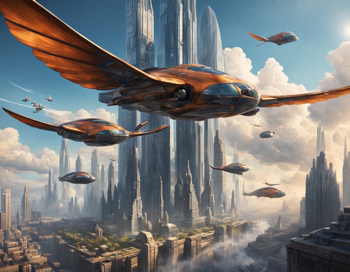 Winged Humans Soar Through Cloud City in Hyper-Realistic Glo...