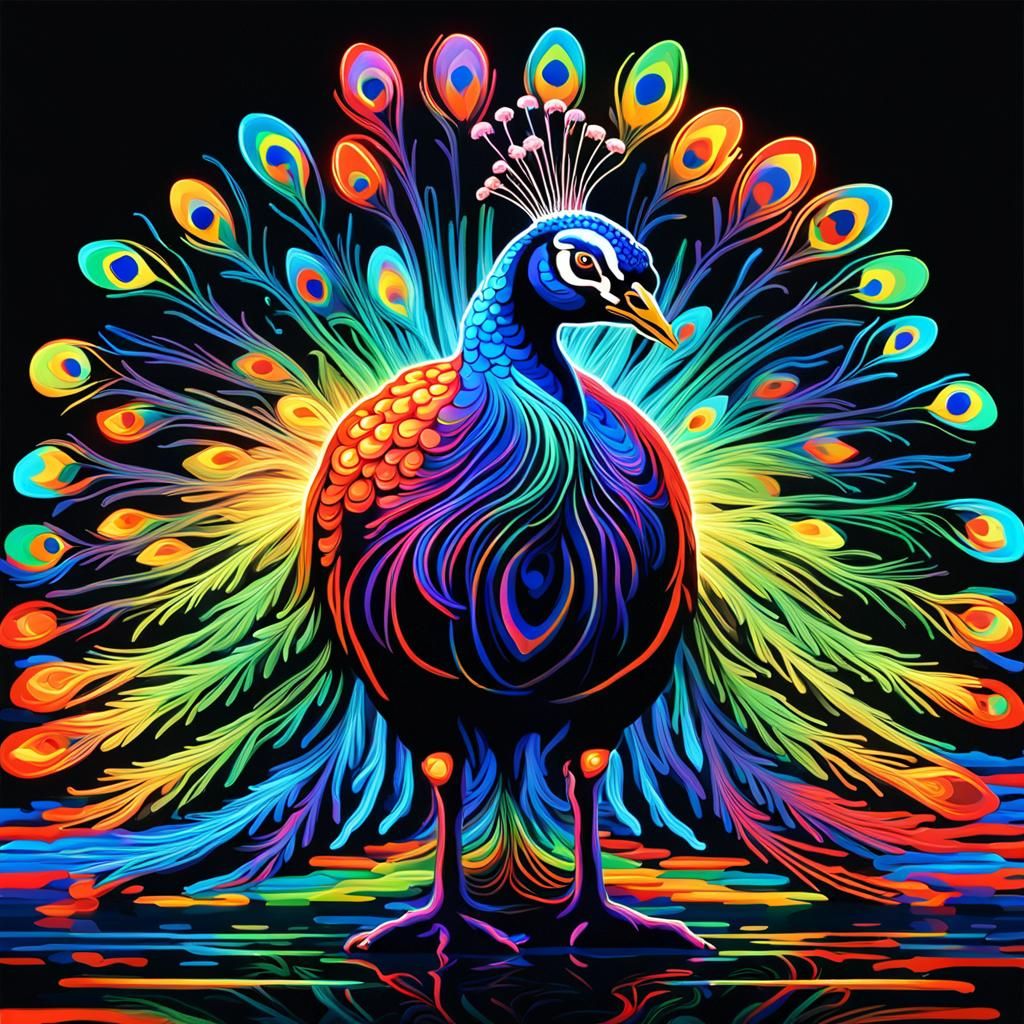 Neon Peacock Digital Art