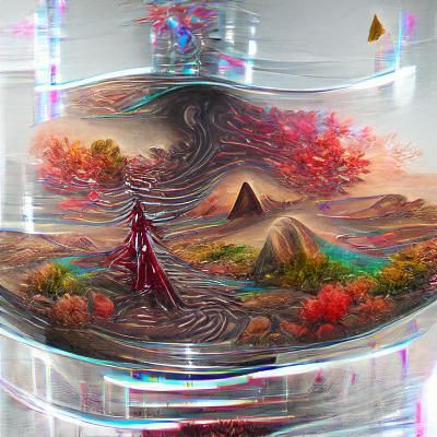 Hourglass Landscape: Red Trees and Astral River
