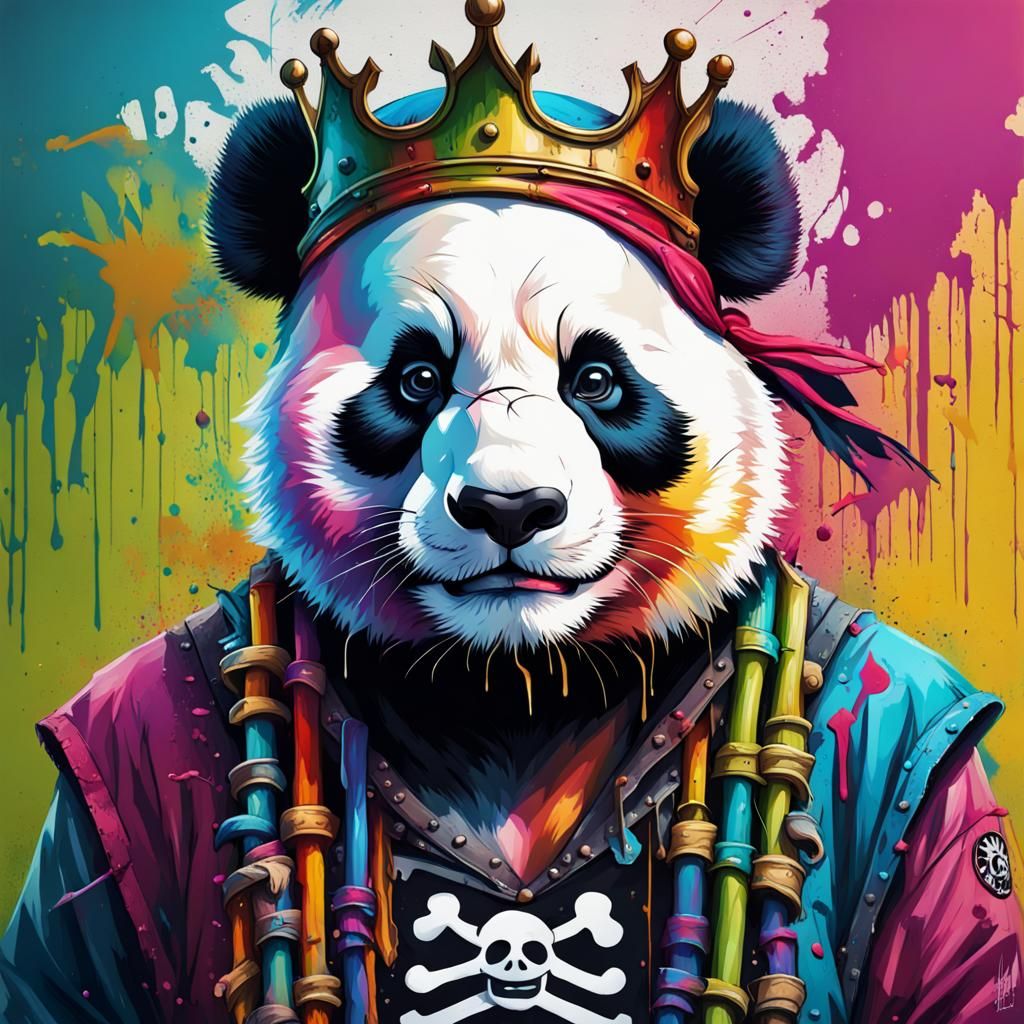 colourful king panda