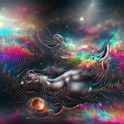 Cosmic Astral Plane Illustration in Holographic Style