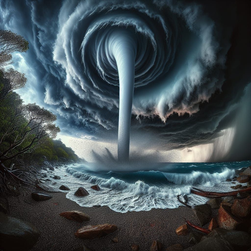 Waterspout Reaches Shore: Awe-Inspiring Natural Power