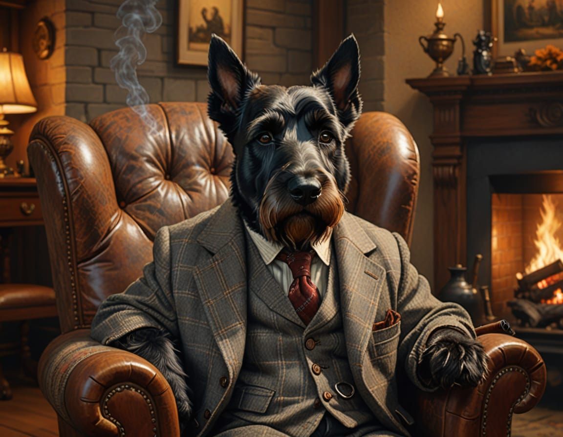 Scottish Terrier Gentleman in Rockwell Style