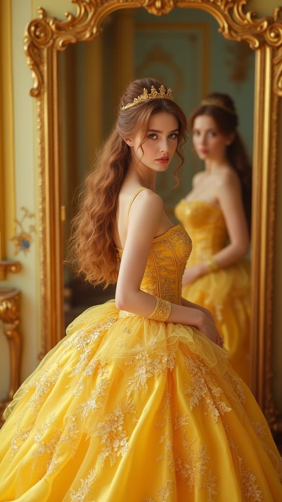 Belle: Supermodel in Ornate Ballroom Mirror