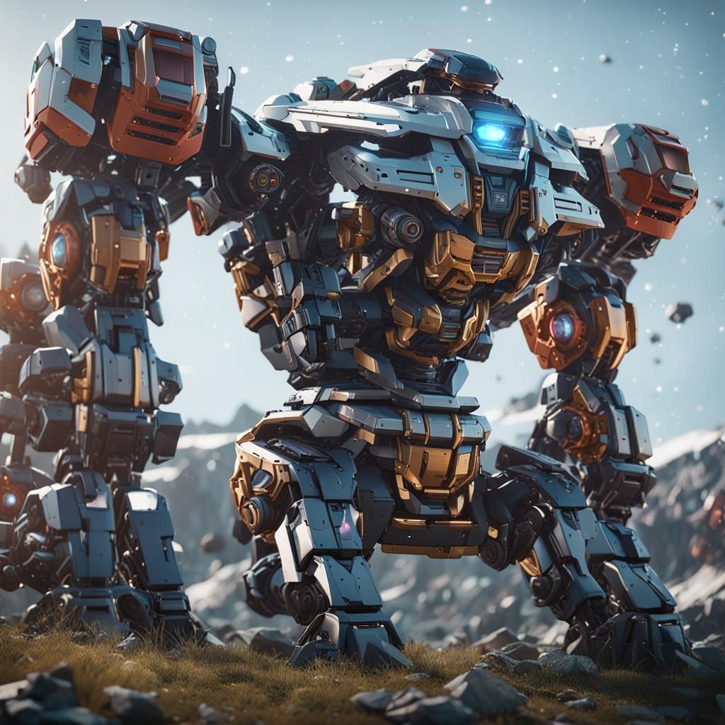 Futuristic Sci-Fi Voltron Render in Polished Metal