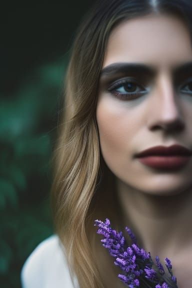 Opulent Lavender Portrait of Woman in Ambient Light