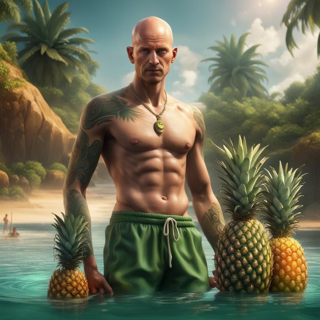 Pineapple-Headed Man with Halo: Fantasy Concept Art