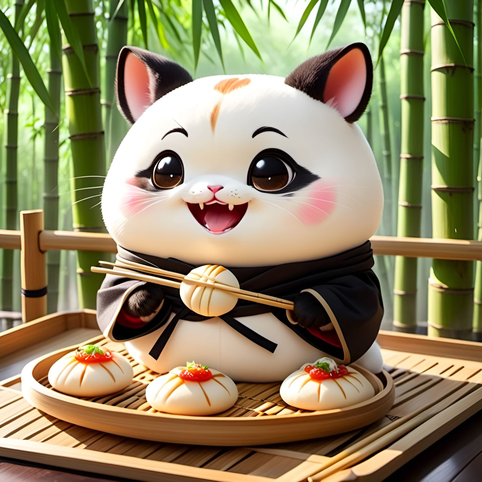 A charming kawaii-style bakpao<lora:Manapua:1.0> with an exc...