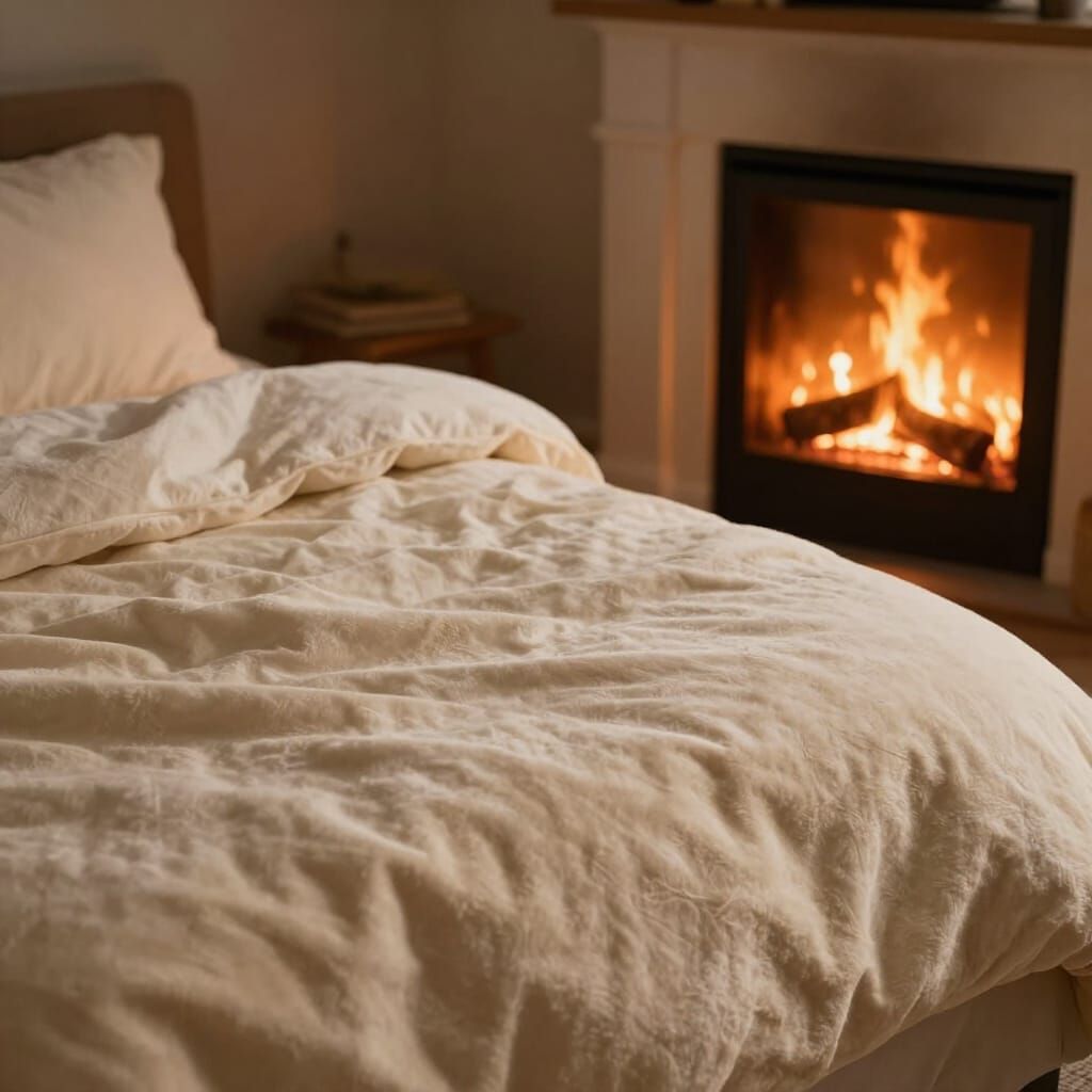 Cozy Bedroom with Fireplace and Plush Bed