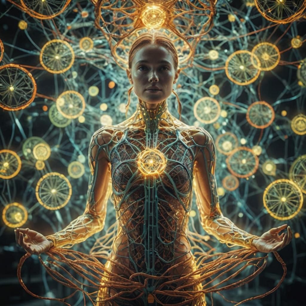 Bio Art: Glowing Human in Network
