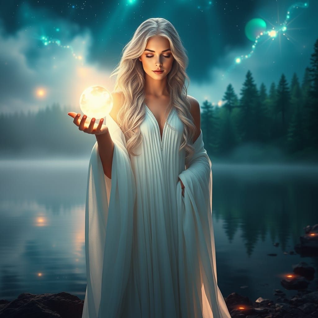 Goddess of the Luminous Lake in Dreamlike Beauty