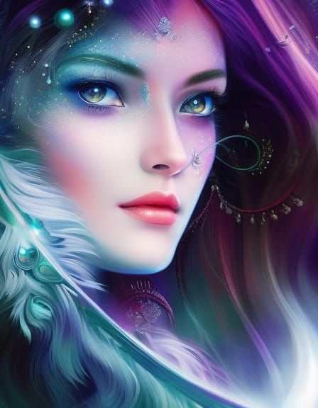 Winter Mage Portrait in Explosive Abstract Style