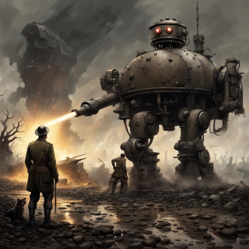 WW1 Soldier Confronts Giant Robot in No Man's Land