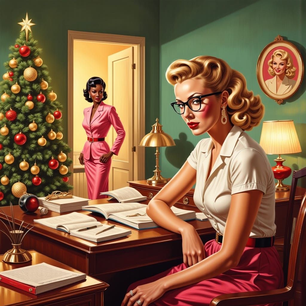 1950s Office Holiday Party Illustration