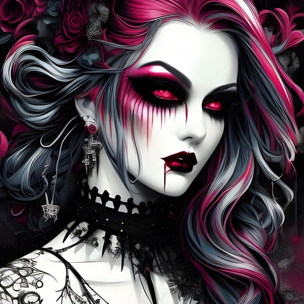 Gothipunk Vampire Portrait with Punk Makeup and Static Effec...