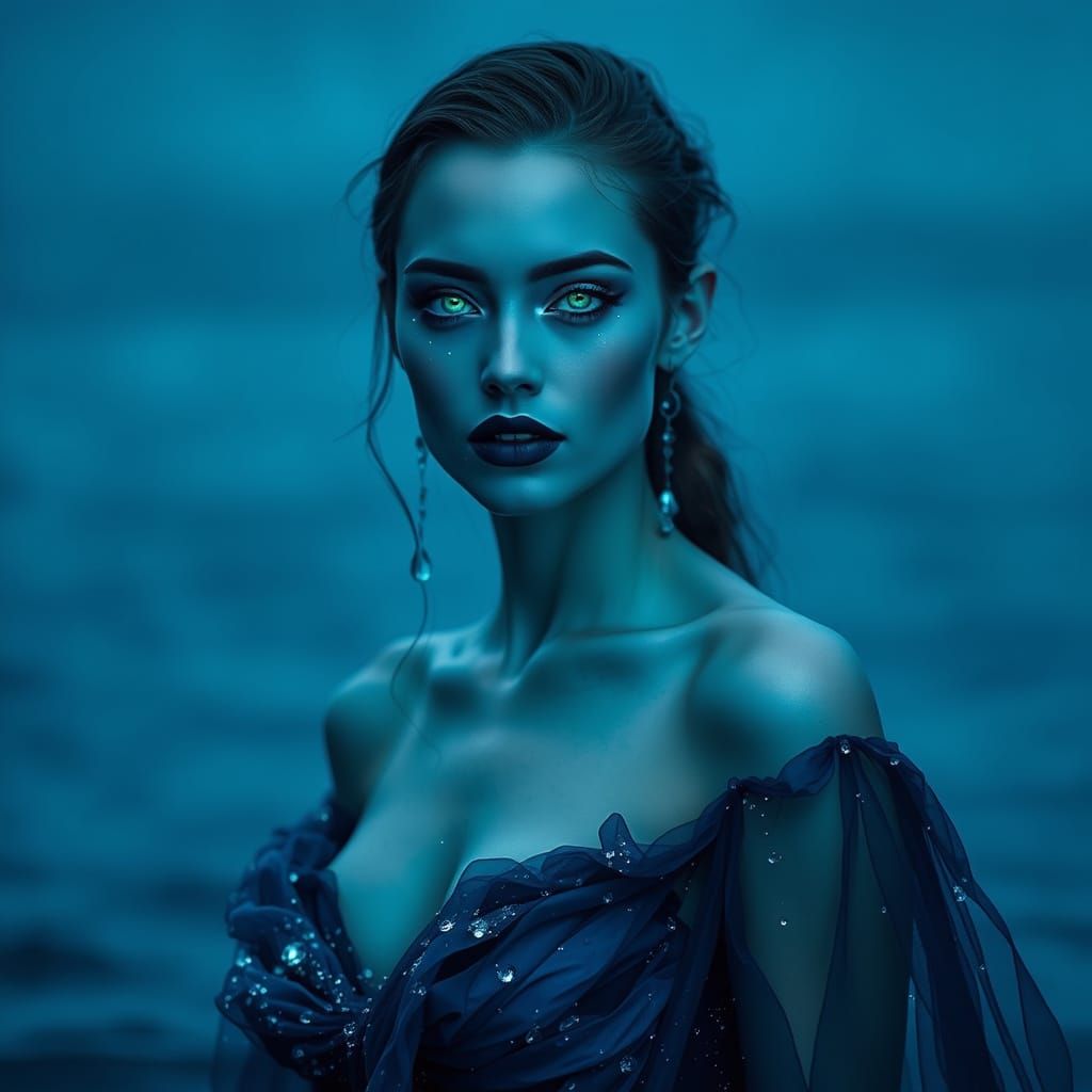 Mystical Water Element High Fashion in Art Nouveau