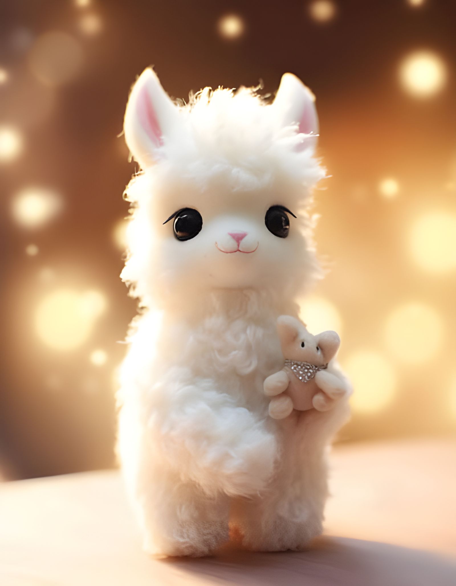 Chibi White Llama with Magical Aura