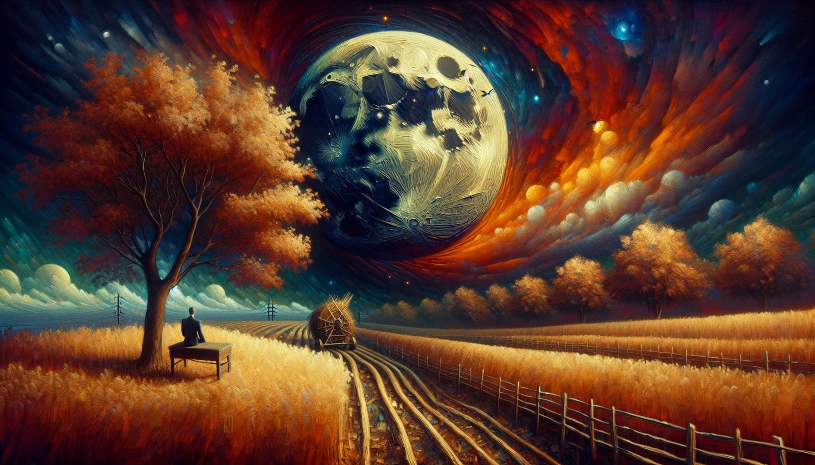 Dark Surreal Harvest Moon Art