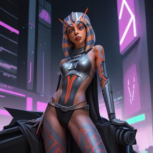 Ahsoka Tano as Cyberpunk Witch in Neon City