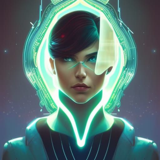 Electric Energy Portrait with Lasers in Digital Art