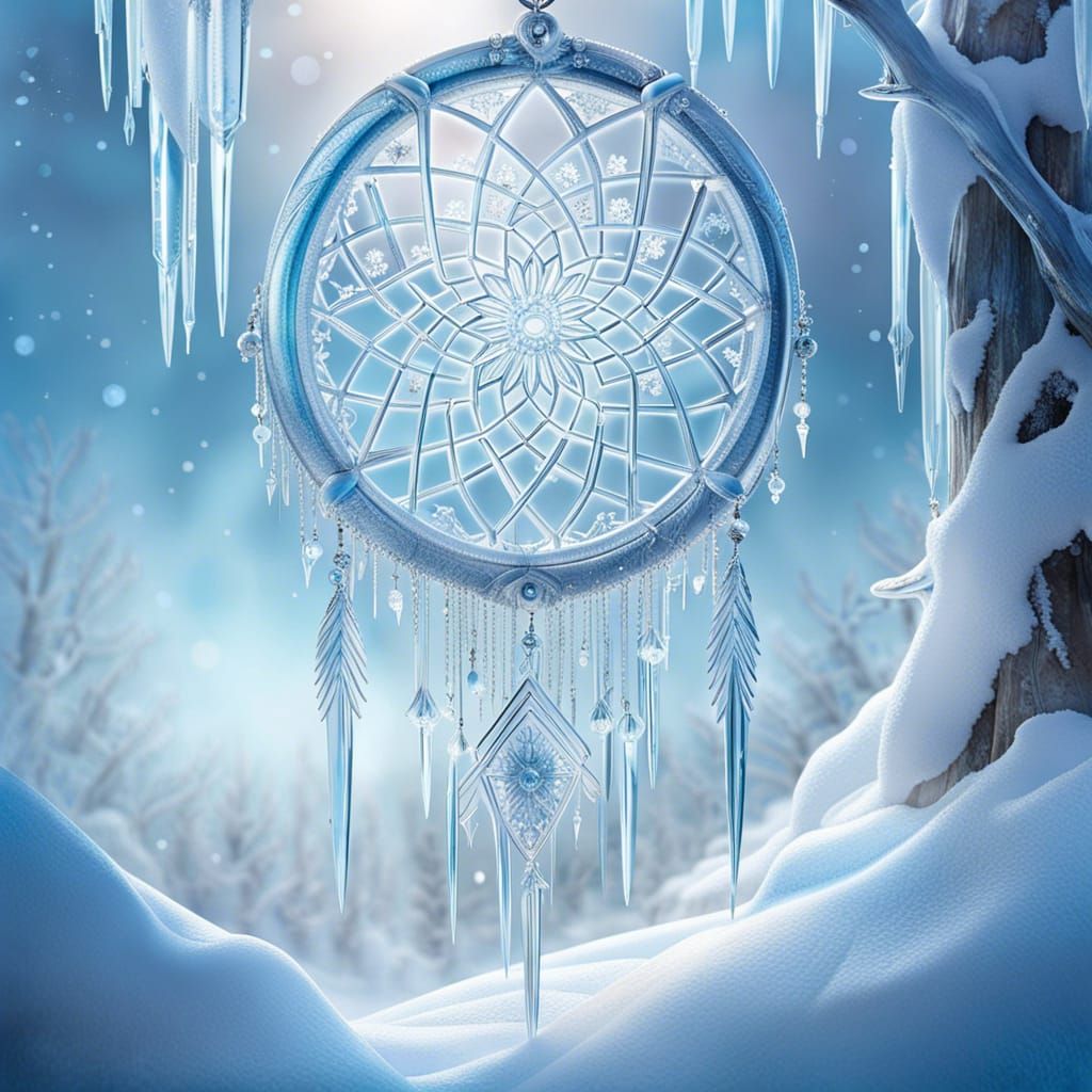 Icy Winter Dreamcatcher in Hyperrealistic Style