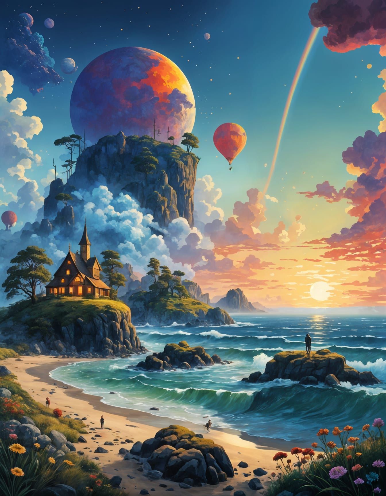 Whimsical Fairytale Landscape in Studio Ghibli Style