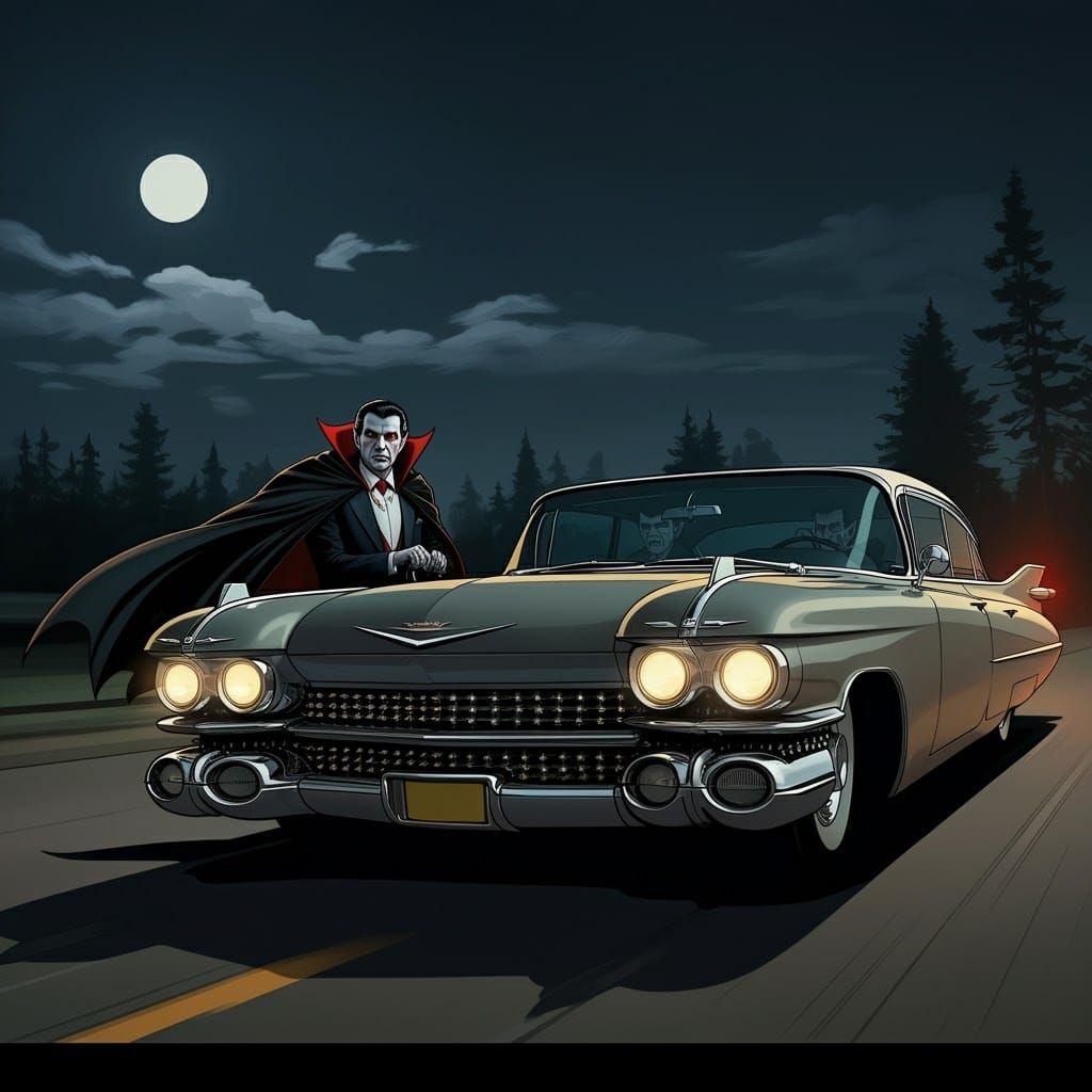 Dracula's Midnight Ride in Classic Comic Book Style