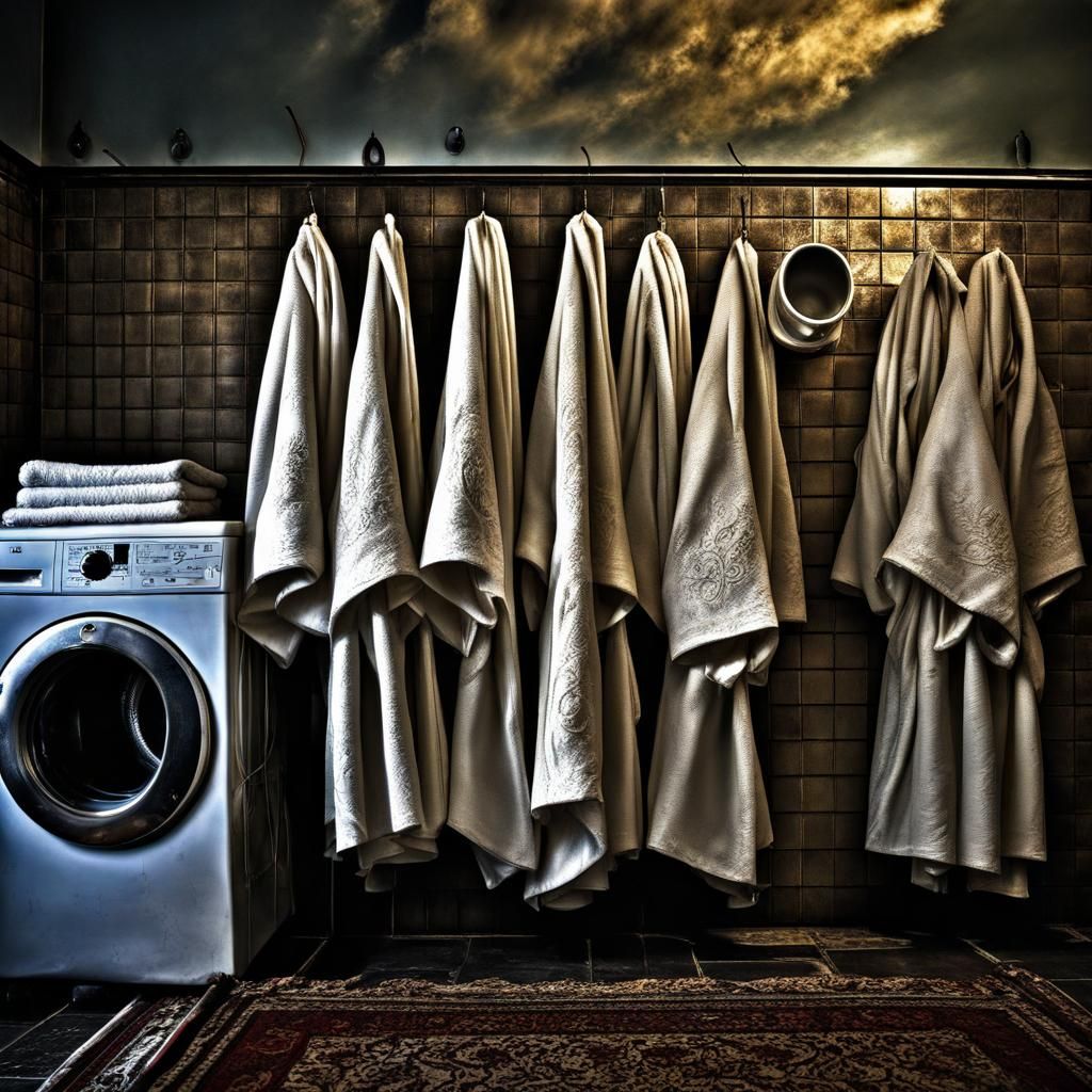 Hyperrealistic Washed Robes in Cinematic Composition