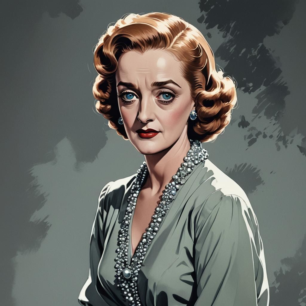 Bette Davis Portrait in Anime Style