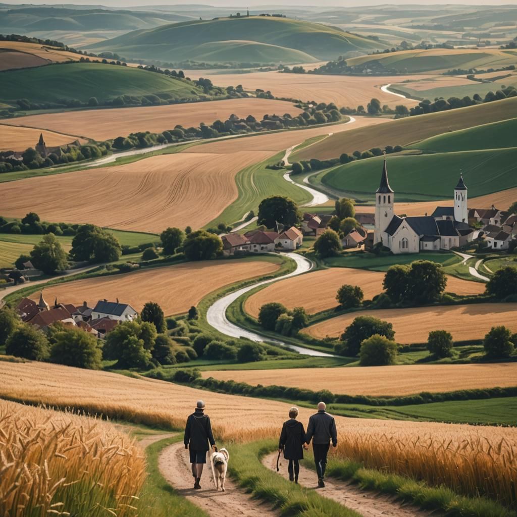 Riverside Walk at Golden Hour Under Stormy Sky