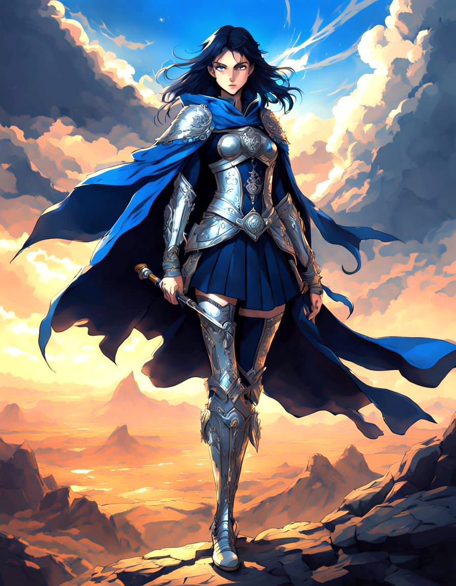 Elegant Chaos Sorceress in Anime Style