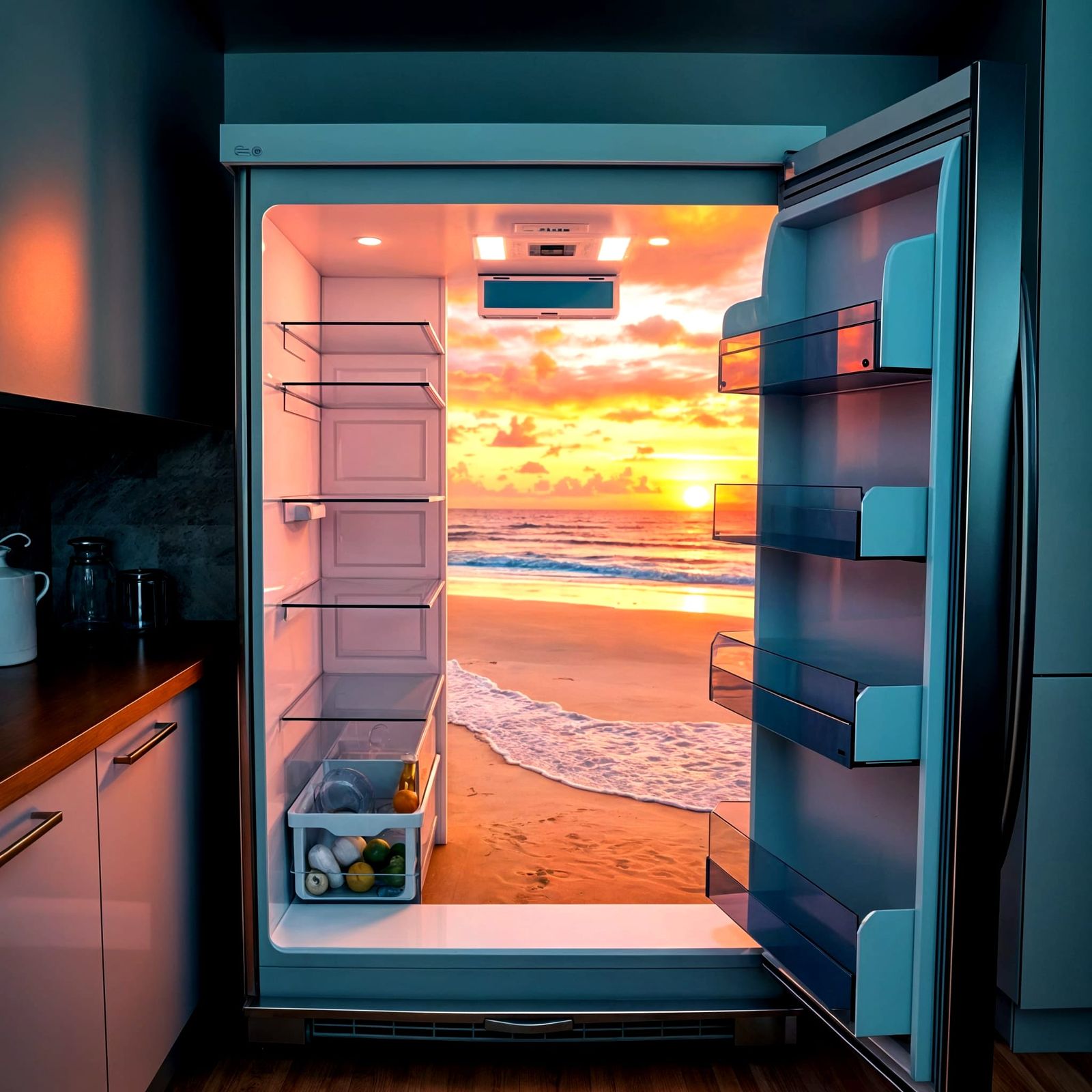 Jump in the fridge and dive into the sea!