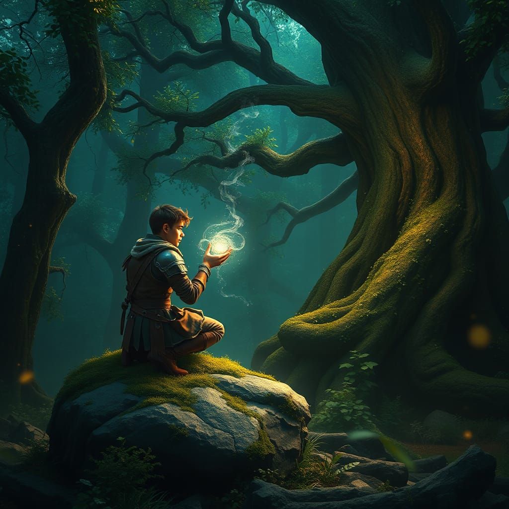 Mystical Forest Scene with Treant in Digital Art