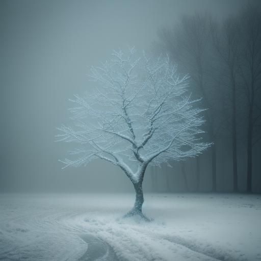Frozen Cityscape in a Winter Blizzard