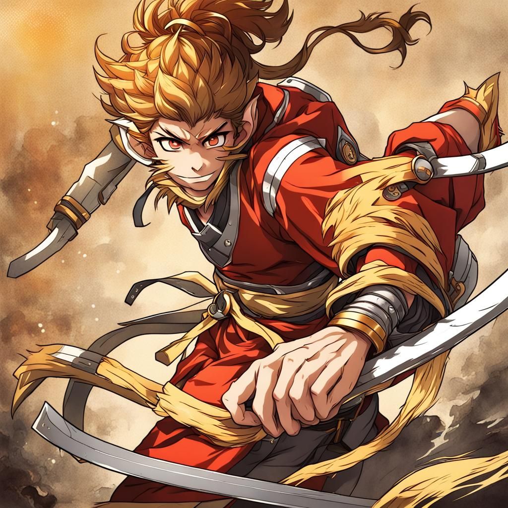 Anime Style Wukong: Japanese Manga Art
