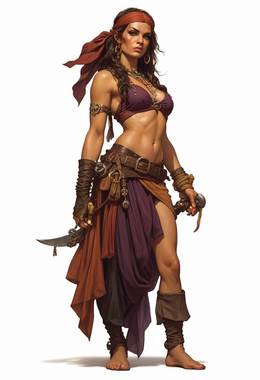 Gypsy Pirate Tomboy in Fantasy Illustration Style