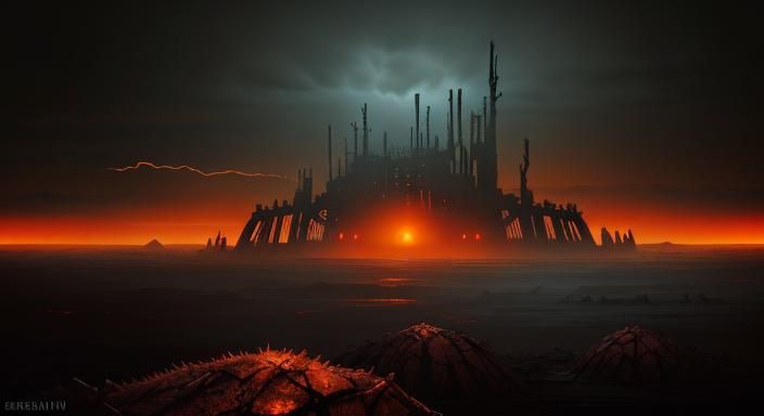 Beksiński-Inspired Desolate Landscape with Bones and Skulls