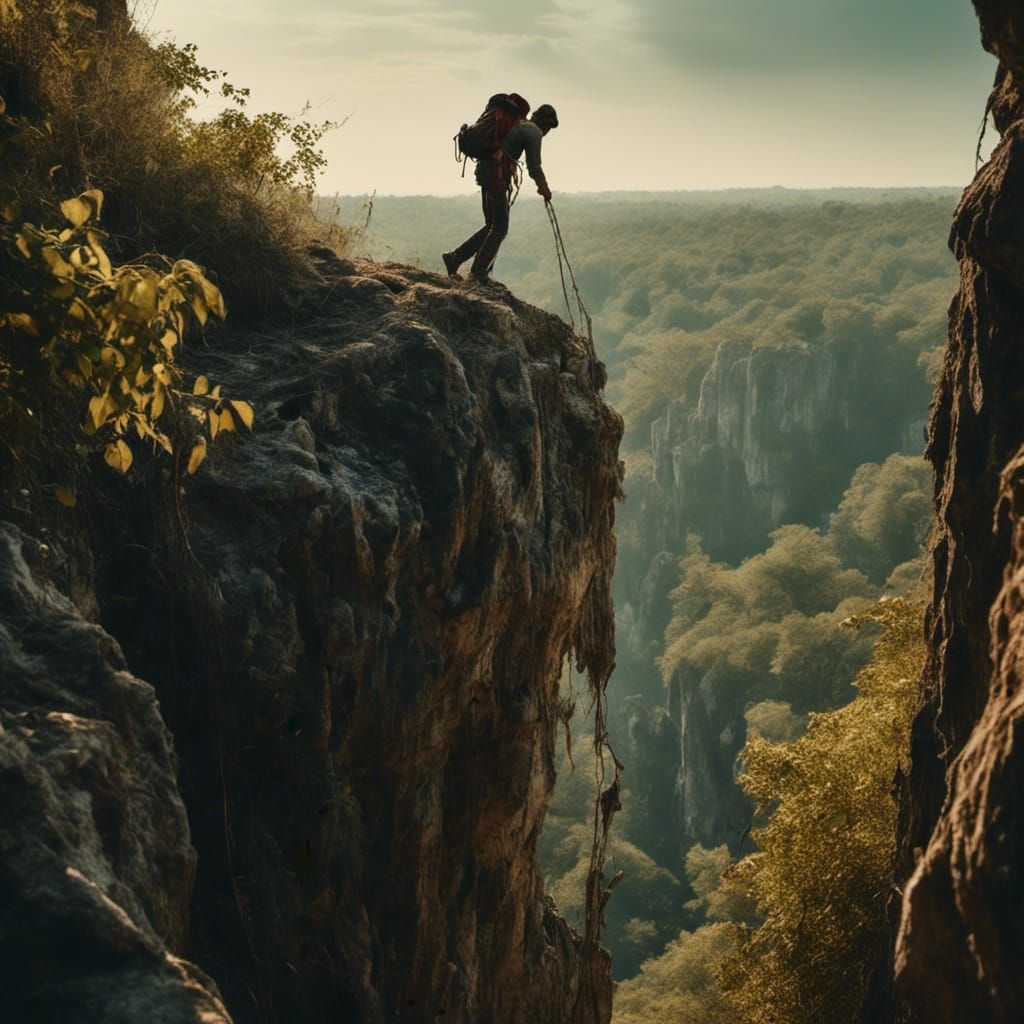 Rock Climber in Jungle: Cinematic Landscape Photography