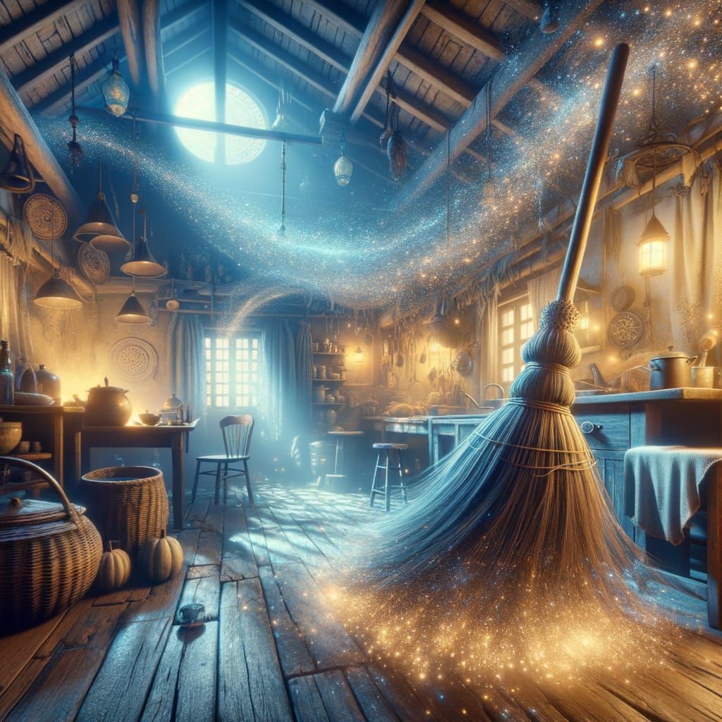 Magical Broom Sweeps Witch's Cottage in Maximalist Digital M...