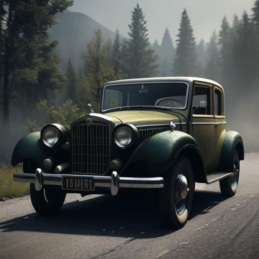 Vintage Car in 3D Game Cinematic Style