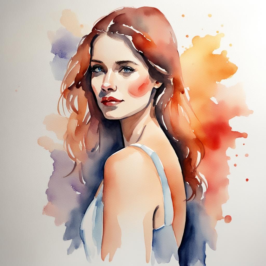 Watercolor Portrait of a Woman