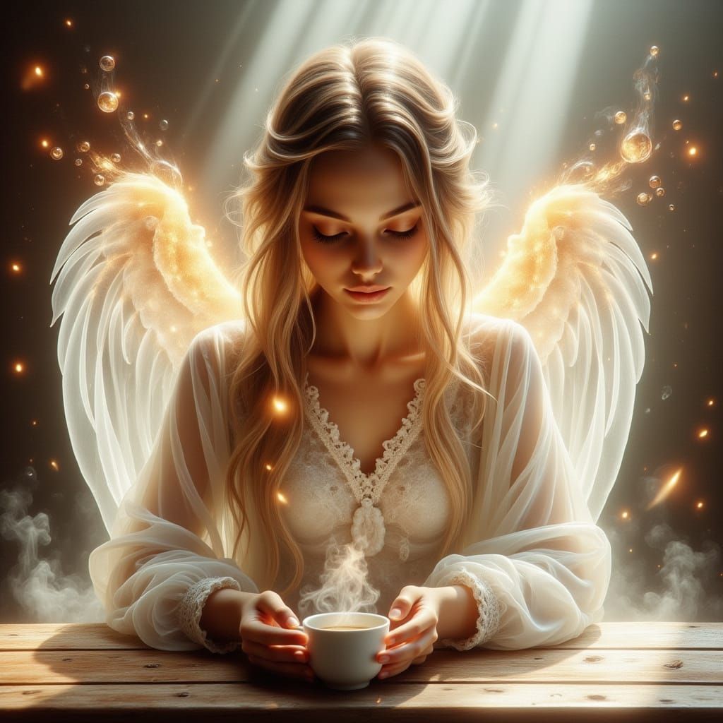 Elegant Angel in Whimsical Watercolor Dream